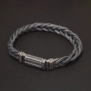 Viking S925 Sterling 925 Silver Braided Bracelet for Men 9mm Vintage Hip Hop Punk Norse Thick Safe Toggle Buckle Handmade Jewelry, Perfect for Thanksgiving