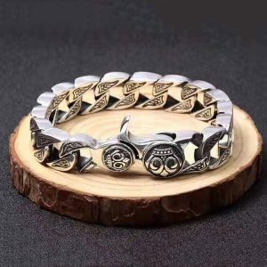 Hot Personality Punk Hipster, Sterling Silvery Bracelet, Men'S Favorite, Hipster Jewelry DJ Domineering Retro Bracelet, Suitable for Men'S Gifts, New Year'S Gifts, Suitable for Parties, Daily Commuting Wear.