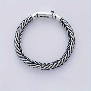 S925 925 Silver Men'S Retro Woven Bracelet, Old-Fashioned, Personalized, Heavy-Duty Men'S Hand Jewelry, Unisex, Gift